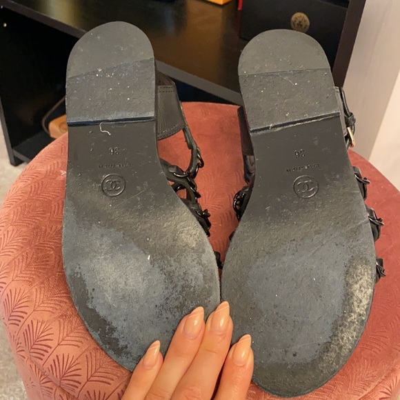 CHANEL Black Chainlink Sandal size 36 - Picture 5 of 5